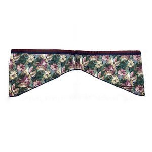 Vintage 1980s Floral Valances Window Treatment 2 Pc Purple Blue Retro Curtains